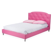 Baxton Studio Canterbury Modern and Contemporary Hot Pink Faux Leather Queen Size Platform Bed Baxton Studio restaurant furniture, hotel furniture, commercial furniture, wholesale bedroom furniture, wholesale beds, wholesale queen size beds, classic queen size beds